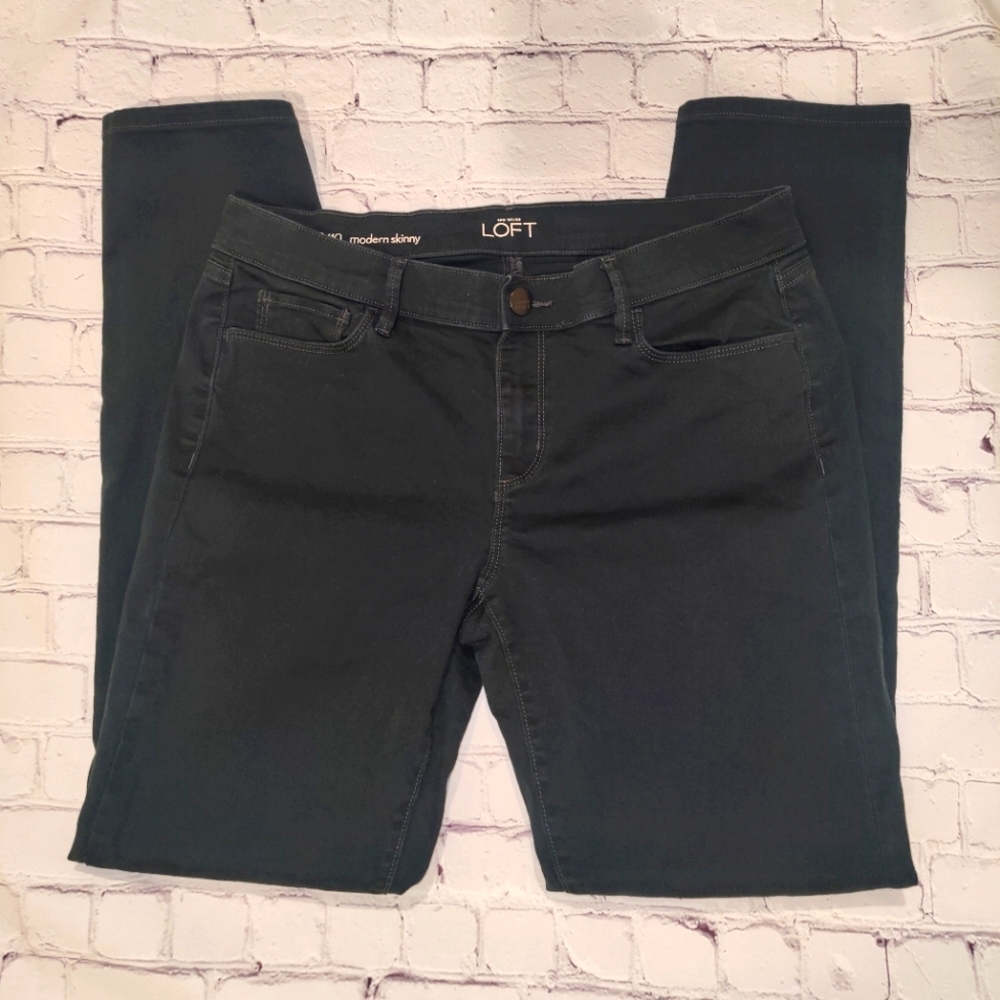 Loft 30/10 modern skinny pant dark green black